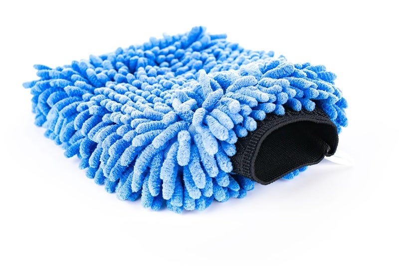 The Rag Company - Premium Chenille Microfiber Knobby Wash Mitts - Perfect for Car Washing and Detailing; Scratch-Free, Lint-Free, Double-Sided, Plush, and Absorbent; Blue (2-Pack) - Image 2